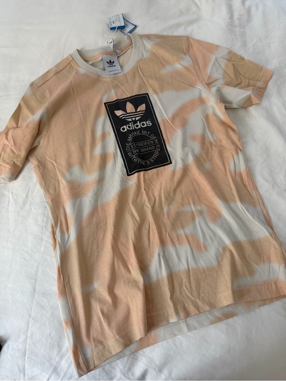 Adidas Tie-Dye Logo Tee in Peach and White